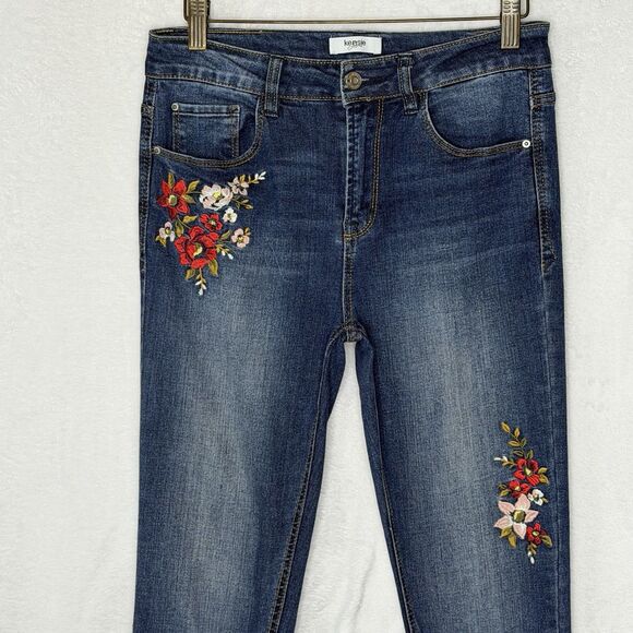 Kensie Jeans Women's Size 4/27 Floral Embroidered Slim Leg Jeans High Rise Denim - Picture 4 of 16